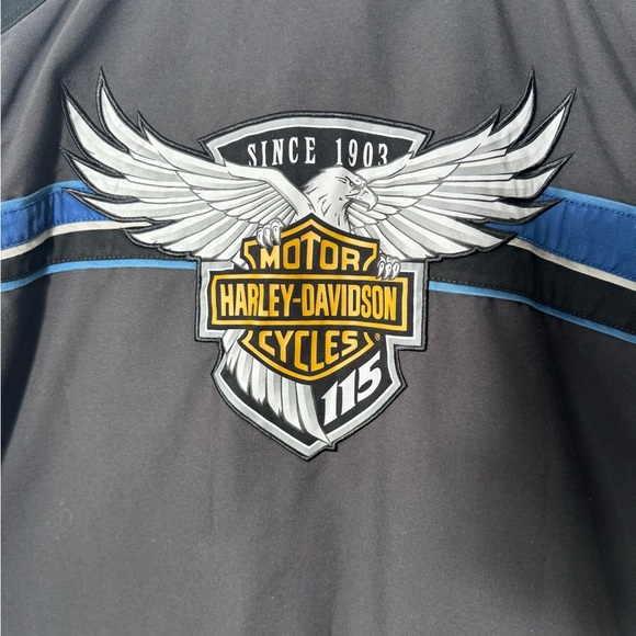 Harley Davidson 115th Year Button Vented Shirt Garage Motorcycle Shop XL - Picture 9 of 14